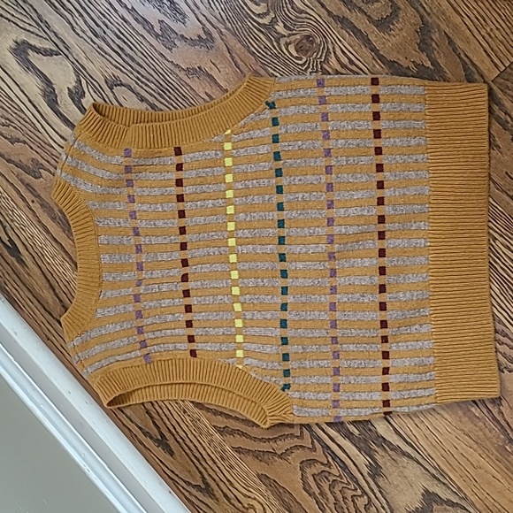 Madewell V-Neck Sweater Vest in Mustard and Multicolor Size S - Picture 6 of 6